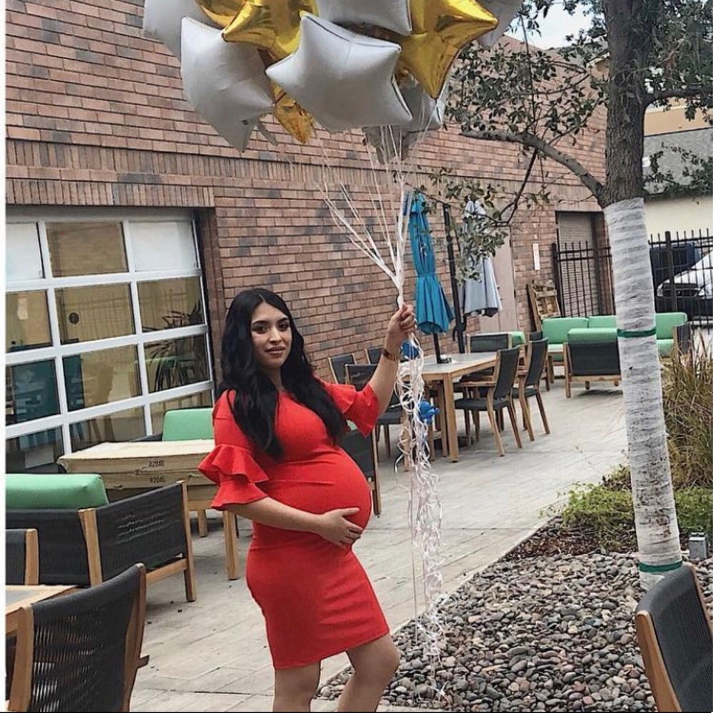 Red maternity dress